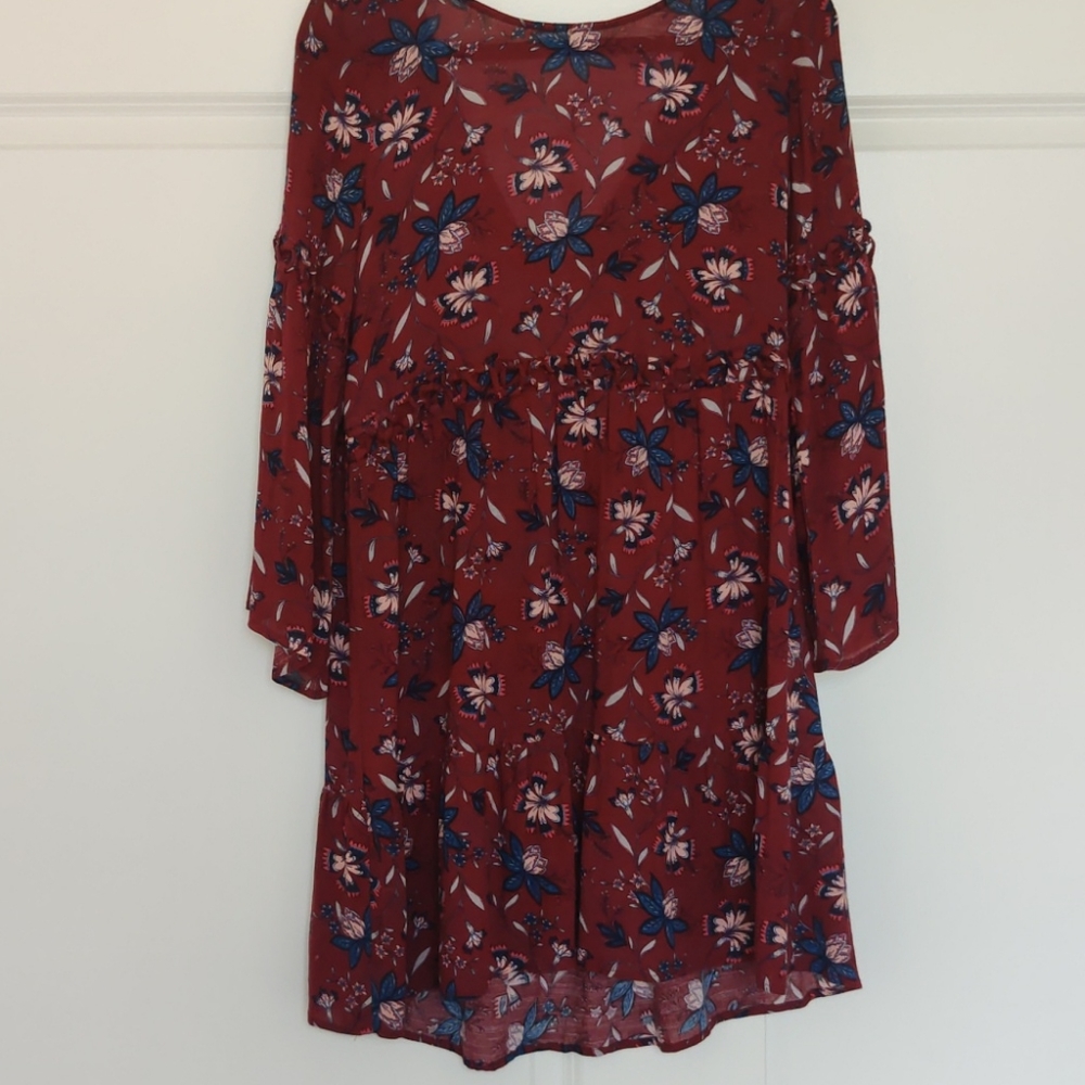 Floral long sleeve mini dress